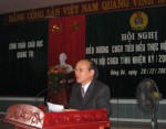 Đ/c Nguyễn Thanh Bình - UVTV, Chủ tịch Công đoàn ngành Giáo dục tỉnh phát biểu tại Hội nghị biểu dương cán bộ giáo viên tiêu biểu