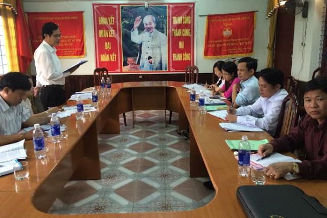 Đ/c Nguyễn Đăng Bảo - PCTTT LĐLĐ tỉnh phát biểu kết luận tại buổi kiểm tra kết quả sơ kết nửa nhiệm kỳ của LĐLĐ huyện Triệu Phong