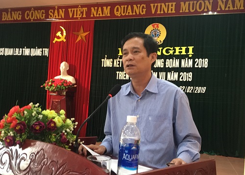 Đồng chí Nguyễn Đăng Bảo - Phó Chủ tịch Thường trực LĐLĐ tỉnh, Bí thư Đảng ủy phát biểu  chỉ đạo hội nghị