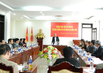 Đ/c Phạm Đức Châu, Phó Bí thư Thường trực Tỉnh ủy phát biểu kết luận tại Hội nghị